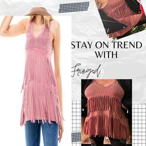 🛑BULLY Dangling ➕🆒FRINGE & BLING Stud TANK TOP Embellish T-SHIRT 💸BUY NOW‼️